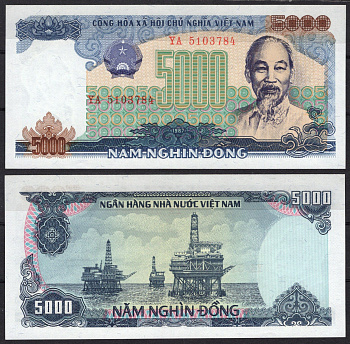 Вьетнам 5000 донг 1987 Pick 104 бумага UNC (пресс) 7485-61-1-1