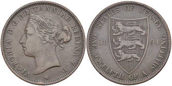 Джерси 1/12 шиллинга 1894 Виктория (1837-1901) KM 8 бронза 3996-426