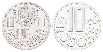 Австрия 10 грошей 1970 KM 2878 алюминий PROOF 4708-557
