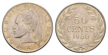 Либерия 50 центов 1960 KM 17 серебро 413-3431