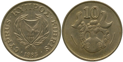 Кипр 10 центов 1985 KM 56.2 никель латунь 4380-224