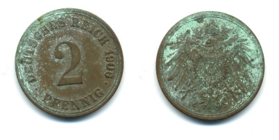 ГЕРМАНИЯ 2 ПФЕННИГА 1906 A KM 16, J. 11 медь 54-337