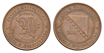Босния и Герцеговина 20 фенингов 2008 KM 116 сталь плакированная медью 4702-168