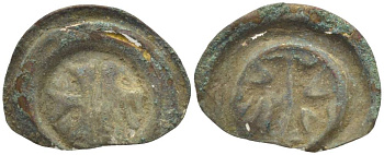 Силезия, Опольское воеводство 1 пфенниг (Hohlpfennig) XV век брактеат (малый пфенниг) пуговичного типа, , вес 0,14 гр. Friedensburg 797 серебро 1517-1325