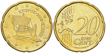Кипр  20 евроцентов 2008  KM 82 нордик  UNC  4142-134