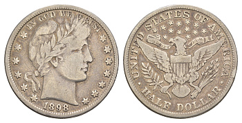 США 1/2 доллара (50 центов) 1898 50 центов Барбера KM 116 серебро    5010-1615