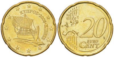 Кипр  20 евроцентов 2008  KM 82 нордик  UNC  4142-134