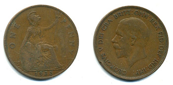 Великобритания 1 пенни 1935 Георг V (1910-1936) КМ 838, Spink 4055 бронза 41-1224