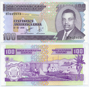 БУРУНДИ 100 ФРАНКОВ 2006 38838 Pick 37е бумага UNC (ПРЕСС) 7548-86-1