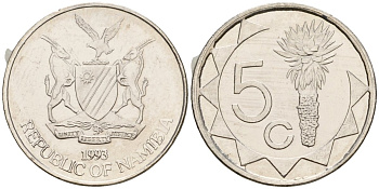 Намибия 5 центов 1993 KM 1 сталь плакированная никелем 4160-1069