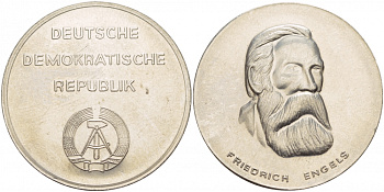 ГДР МЕДАЛЬ ND ФРИДРИХ ЭНГЕЛЬС, ДИАМЕТР 36 ММ., ВЕС 23,6 ГР. медно-никель UNC 4537-721
