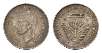 ЮАР 3 пенса 1942 Георг VI (1936-1952) KM 26 серебро 4549-138