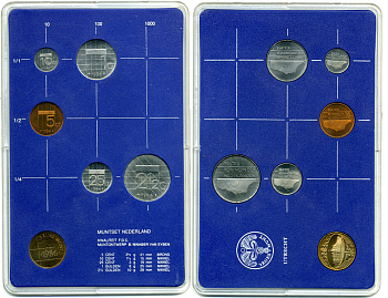 Нидерланды официальный набор из 5 монет + жетон мондвора 1986 в пластике UNC 7-4-77