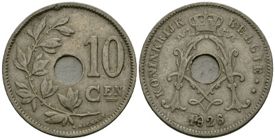 Бельгия 10 сантимов 1926 Belgie KM 86 медно-никель 3336-1042