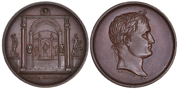 Франция медаль начало XIX века музей Наполеона, зал Аполлона, Император Наполеон, вес 20,2 гр., 34 мм бронза 00-00