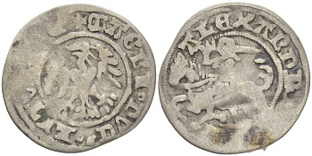 Великое княжество Литовское 1/2 гроша (полугрош) 1501-1506 Александр I (1501-1506), вес 1,04 гр. Gumowski 472 серебро 1517-1322