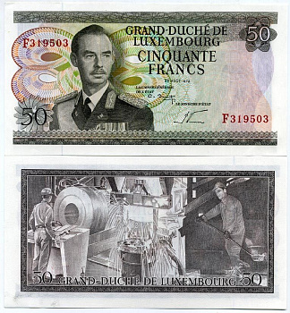 Люксембург 50 франков 1972 LE MINISTRE D'ETAT Pick 55 b бумага UNC (пресс) 450-57-3