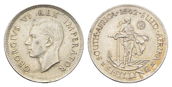 ЮАР 1 шиллинг 1942 Георг VI (1936-1952) KM 28 серебро 1525-324