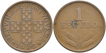 Португалия 1 эскудо 1972 KM 597 бронза 3718-414