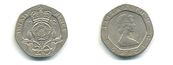 Великобритания 20 пенсов 1982 Елизавета II (1952-2022) KM 931, Spink 4230 (G1) медно-никель 59-334