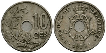 Бельгия 10 сантимов 1905 Belgique KM 52 медно-никель 4172-825