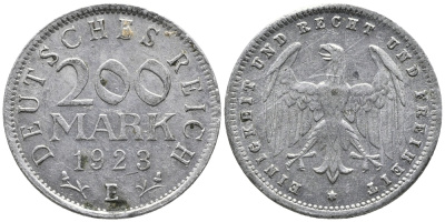 ГЕРМАНИЯ 200 МАРОК 1923 E KM 35, J. 304 алюминий 24-836