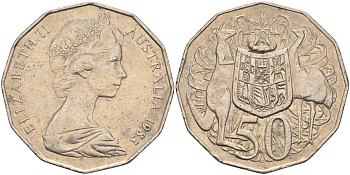 Австралия 50 центов 1983 Елизавета II (1952-2022), герб, кенгуру KM 68 медно-никель 4131-345