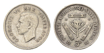 ЮАР 3 пенса 1941 Георг VI (1936-1952) KM 26 серебро 4564-824