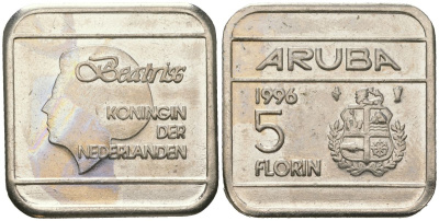 Аруба 5 флоринов 1996 Беатрикс (1980-2013) KM 12 сталь плакированная никелем 4619-356