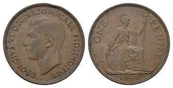 Великобритания 1 пенни 1940 Георг VI (1936-1952) КМ 845, Spink 4114 бронза 4111-634