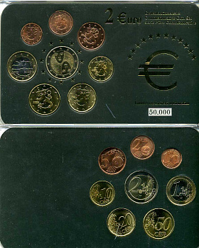 Финляндия евронабор из 8 монет 2000-2006 2 евро юбилейные, в пластике  биметалл  UNC  1181-1-03
