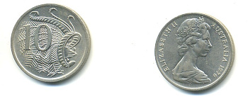 Австралия 10 центов 1976 Елизавета II (1952-), птица лирахвост KM 65 медно-никель 47-514