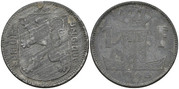 Бельгия 1 франк 1946 BELGIE-BELGIQUE KM 128 цинк 4116-1056