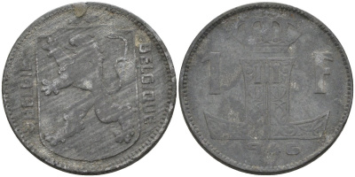 Бельгия 1 франк 1946 BELGIE-BELGIQUE KM 128 цинк 4116-1056