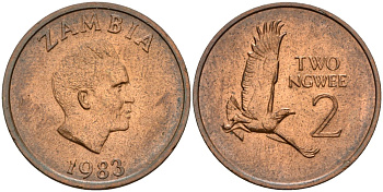 Замбия 2 нгве 1983 KM 10a сталь плакированная медью UNC 210-816