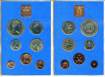 Великобритания официальный набор из 6 монет (1/2, 1, 2, 5, 10 и 50 пенсов) + жетон монетного двора 1972 в оригинальной пластиковой упаковке KM PS28 (911, 912, 913, 914, 915 и 916) PROOF 2-5-2-23