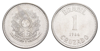Бразилия 1 крузадо 1986 KM 605 нержавеющая сталь UNC 4642-1237