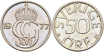 Швеция 50 эре 1977 Карл XVI Густав (1973- ) КМ 855 медно-никель 4177-143