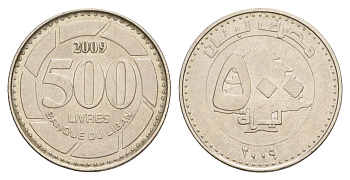 Ливан 500 ливров 2009 кедровое дерево KM 39 сталь плакированная никелем UNC 4650-543