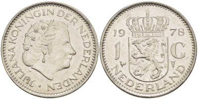 Нидерланды 1 гульден 1978 Юлиана (1948-1980) KM 184a никель 212-1151