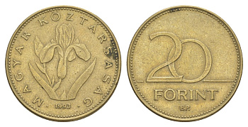 Венгрия 20 форинтов 1993 KM 696 никель латунь 4633-532