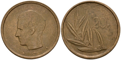 Бельгия 20 франков 1981 Belgique, Бодуэн I (1951-1993) KM 159 никель бронза 4601-344