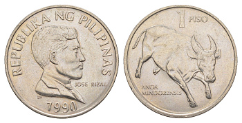 Филиппины 1 писо 1990 KM 243.1 медно-никель UNC 4635-1034