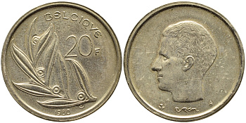 Бельгия 20 франков 1980 Belgique, Бодуэн I (1951-1993) KM 159 никель бронза 259-1232