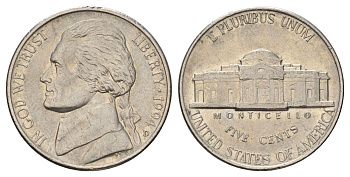 США 5 центов 1994 D, Джефферсон KM A192 медно-никель 4671-1231