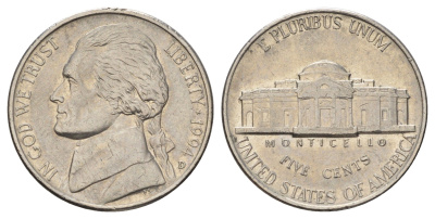 США 5 центов 1994 D, Джефферсон KM A192 медно-никель 4671-1231