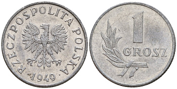 Польша 1 грош 1949 KM 39 алюминий 4189-451