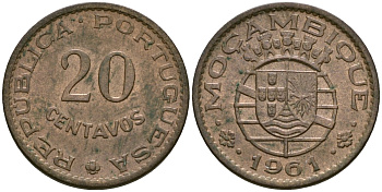 Мозамбик 20 сентаво 1961 KM 85 бронза 4174-1035