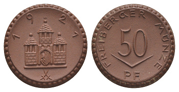 Фрайберг 50 пфеннигов 1921 Men05 8084.7, Men05 8084.8, Men22.2 10080 фарфор 1094-9-83