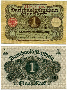 ГЕРМАНИЯ 1 МАРКА 1920 1 МАРТА 1920, ВЕЙМАРСКАЯ РЕСПУБЛИКА Pick 58 бумага 7548-37-1